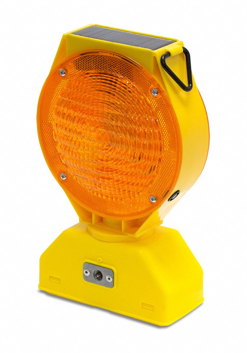 GRAINGER APPROVED Solar Barricade Light, 7 1/2 in Head Dia., Amber
