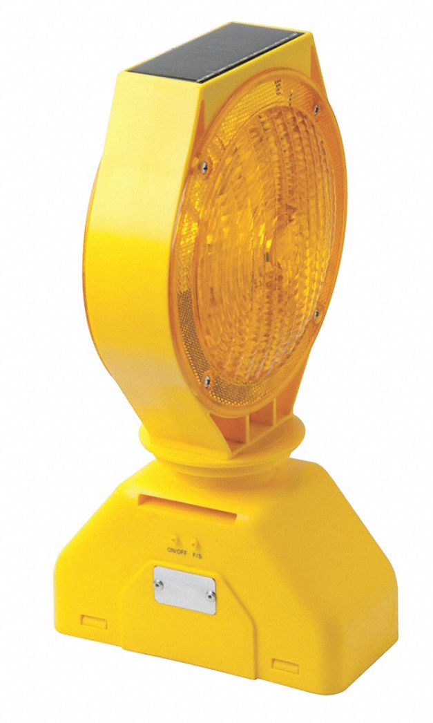 GRAINGER APPROVED Solar Barricade Light, 7 1/2 in Head Dia., Amber