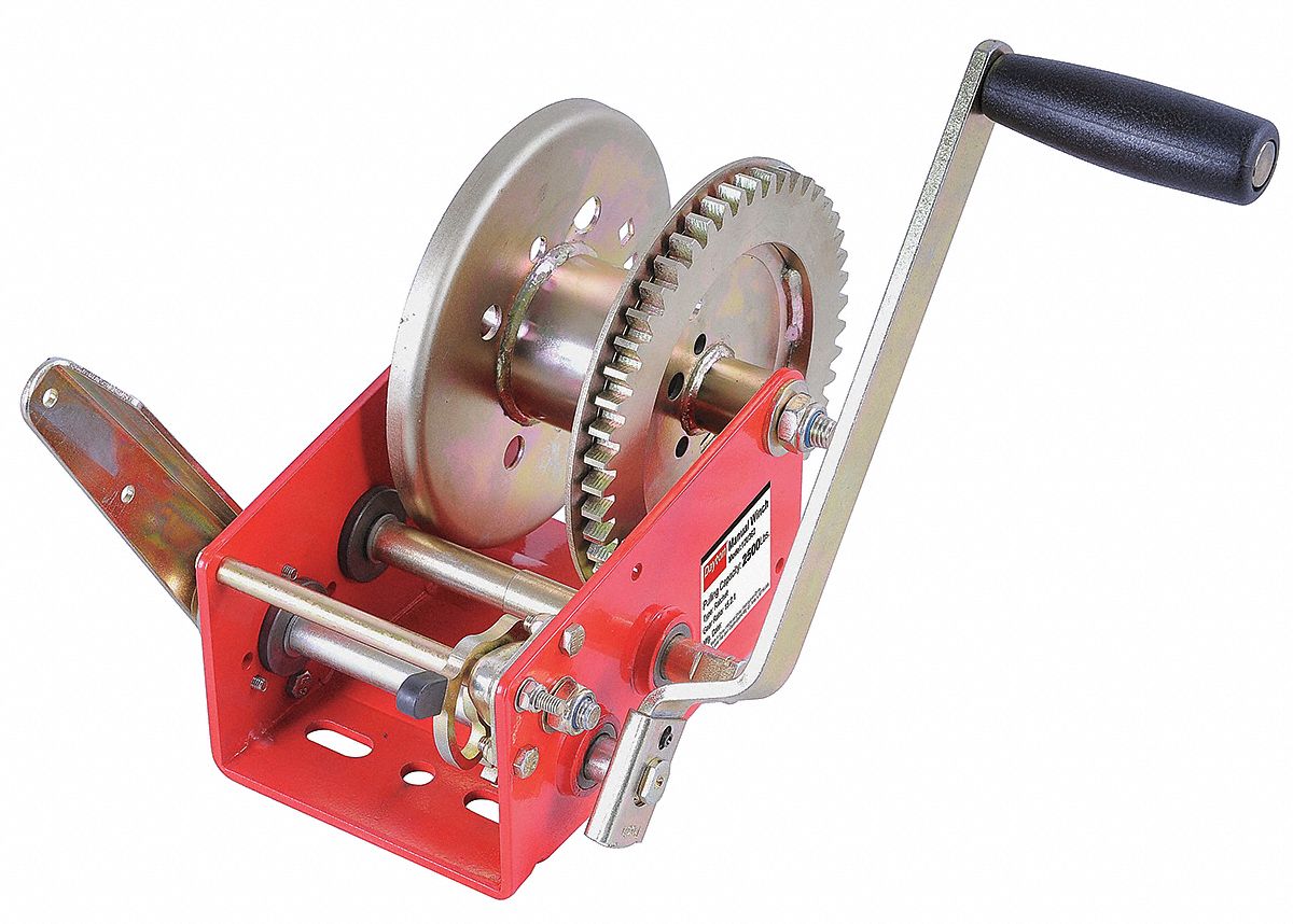 DAYTON 7 3/8 inH Pulling Hand Winch with 2,500 lb 1st Layer Load