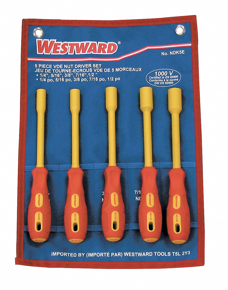 WESTWARD NUT DRIVER KIT VDE 5 PCE Nut Driver Sets WSWNDK5E NDK5E