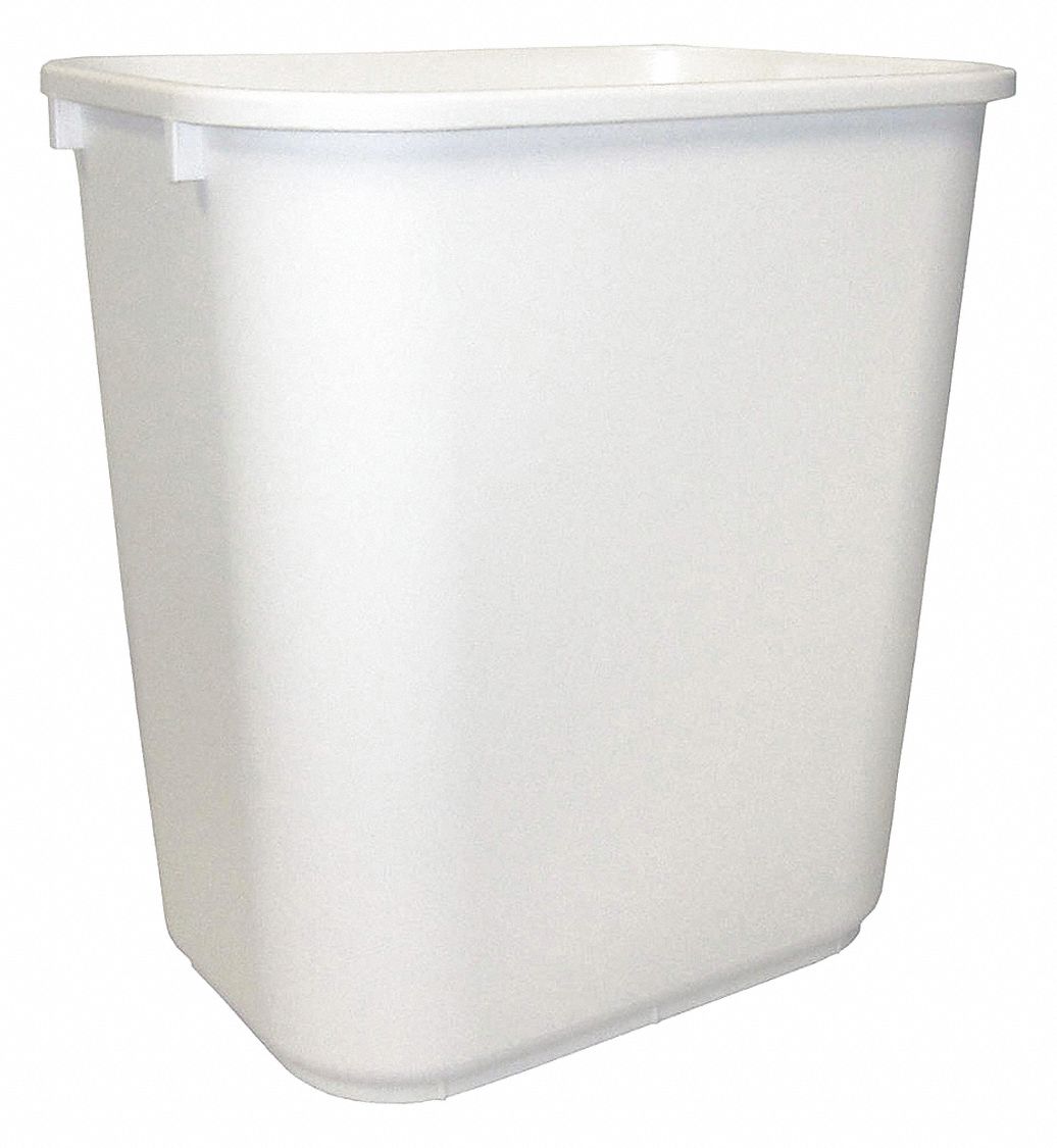 TOUGH GUY 7 gal Rectangular Wastebasket, Plastic, White 12X22712X227 Grainger