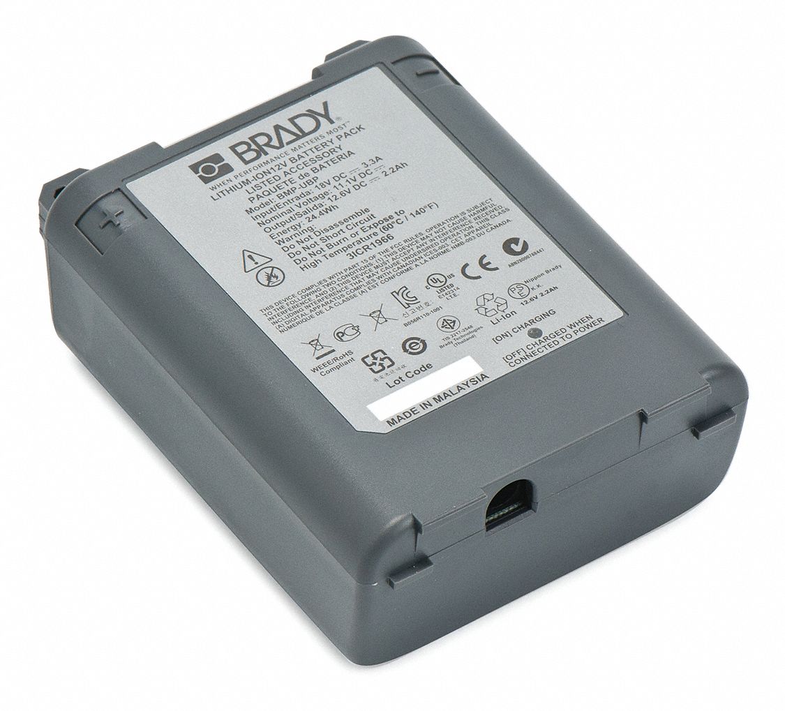 BRADY Battery Pack: Rechargeable Battery Pack, BMP51/BMP53, 12 Nominal