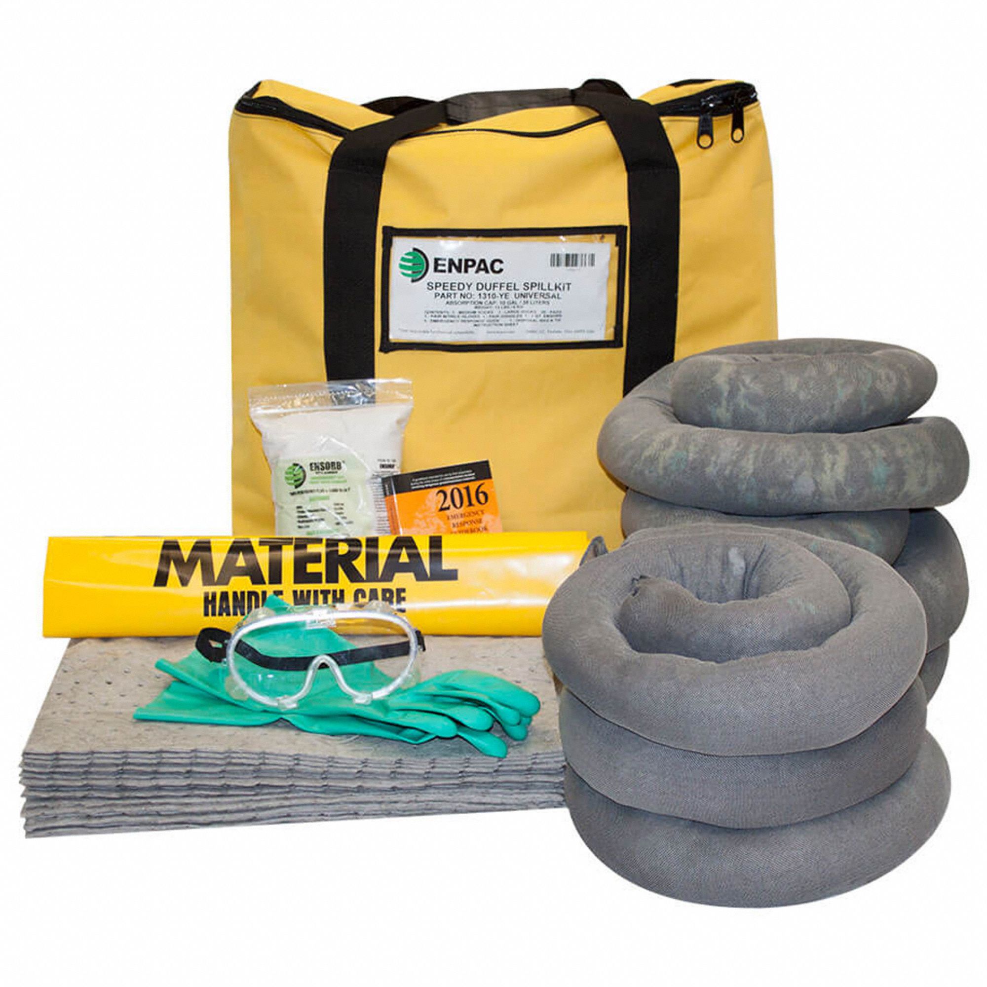ENPAC, 10 gal Volume Absorbed Per Kit, Goggle/Pr Nitrile Gloves, Spill