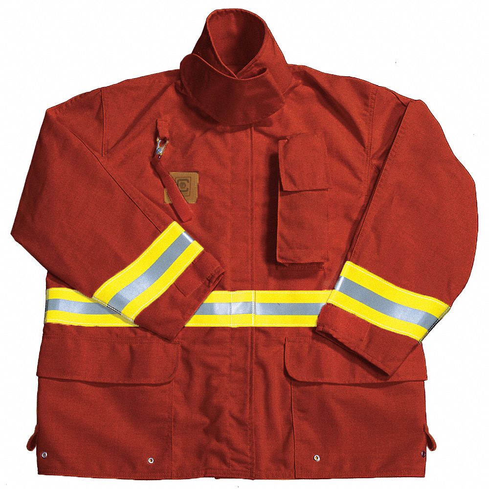 FIREDEX Red Turnout Coat, 2XL, Fits Chest Size 54 in, 32 in Length