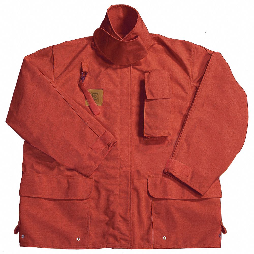 FIREDEX Red Turnout Coat, L, Fits Chest Size 46 in, 32 in Length
