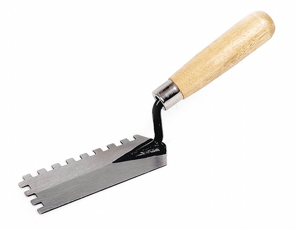 WESTWARD Notched Trowel, 2Sided, 6x2, Stl, SoftGrip 13A58013A580