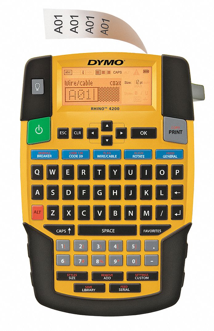 DYMO Label Printer, Yellow, Thermal Transfer 13A913Rhino 4200 Grainger