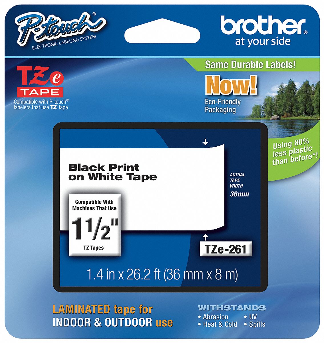 BROTHER Label Tape Cartridge, Label Type Indoor/Outdoor 13C498TZe261
