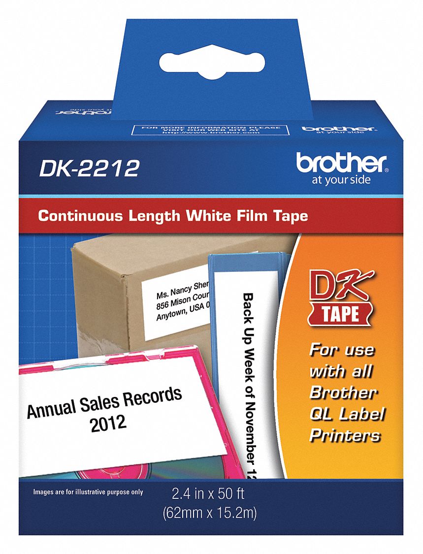 BROTHER Label Tape Cartridge, Label Type Indoor 13C574DK2212 Grainger