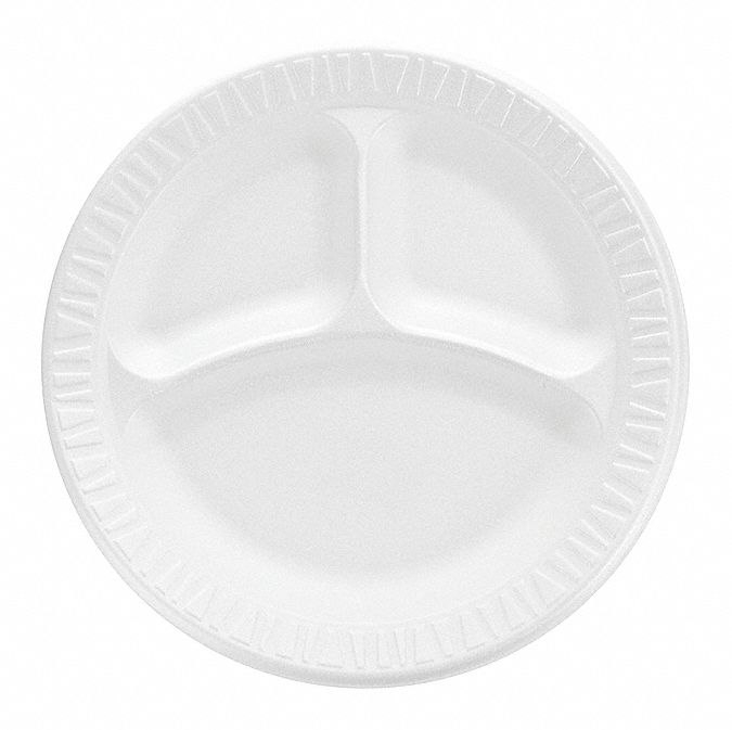 DART Disposable Plate Foam, Dinner Plate, 9 in Disposable Plate Size