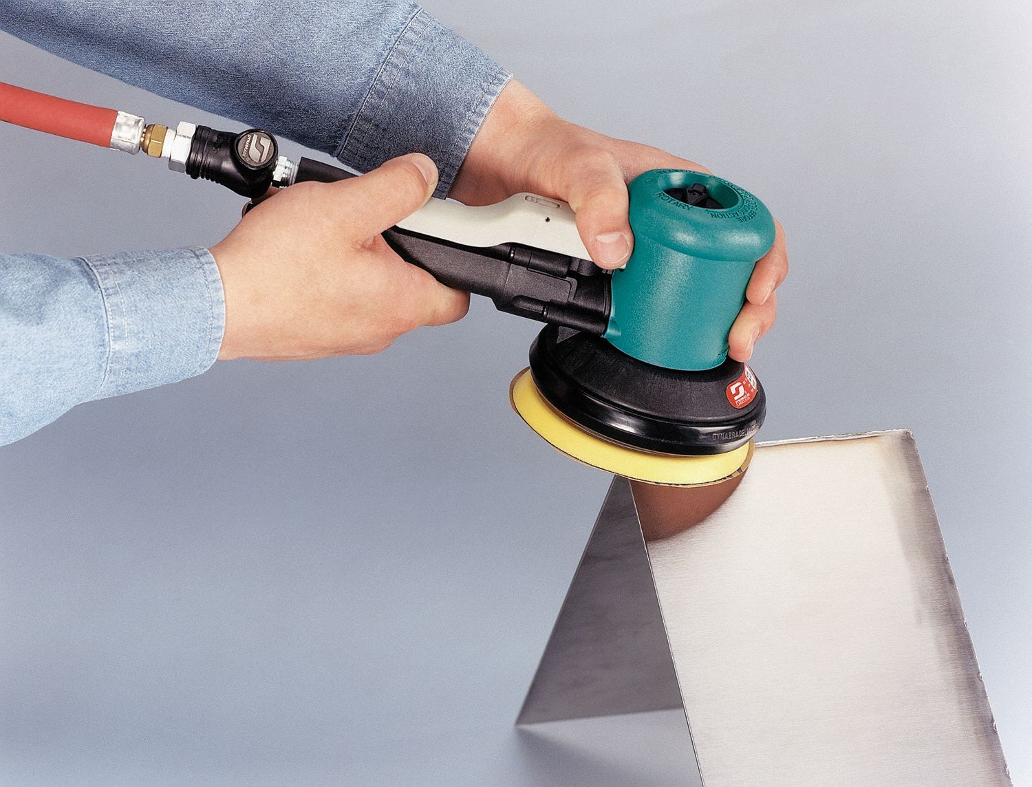 DYNABRADE Air Dual-Action Sander, 5 in PSA, 3/16 in Orbit Dia., Non