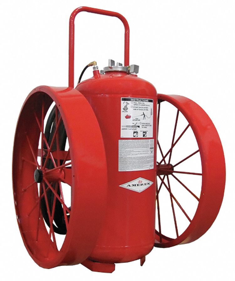AMEREX Dry Chemical, BC Class Wheeled Fire Extinguisher with 300 lb Capacity and 67 sec
