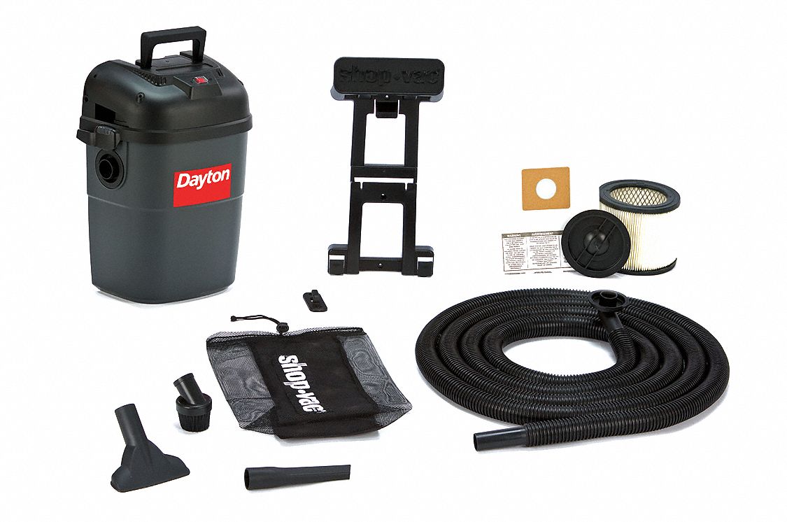 DAYTON, 3 1/2 gal Tank Size, Plastic, WallMount Shop Vacuum 13J020