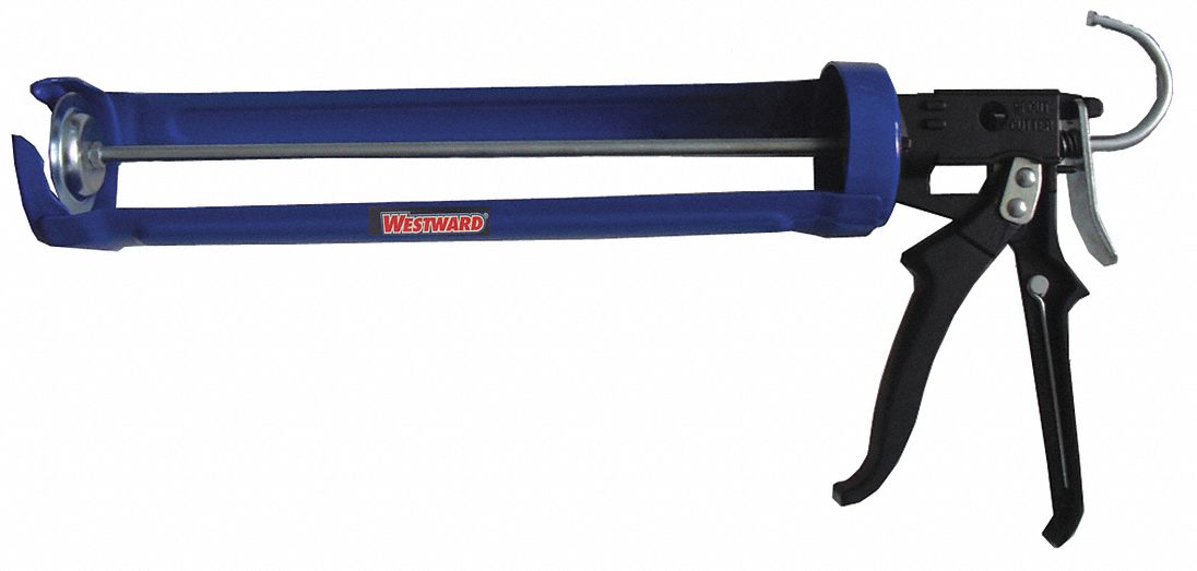 WESTWARD Caulk Gun, Smooth Rod Revolving Barrel, Blue/Black, 29 oz