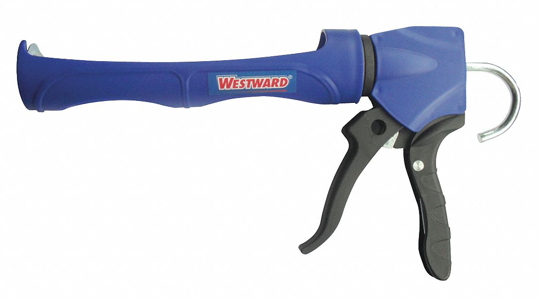WESTWARD Caulk Gun, DripFree Revolving Barrel, Blue/Black, 10 oz