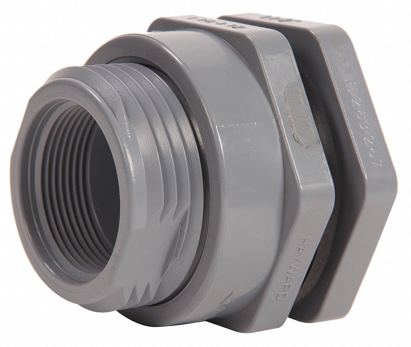HAYWARD CPVC Bulkhead Tank Fitting, 1 1/2 in Pipe Size, FNPT x Socket Connection Type 13L967
