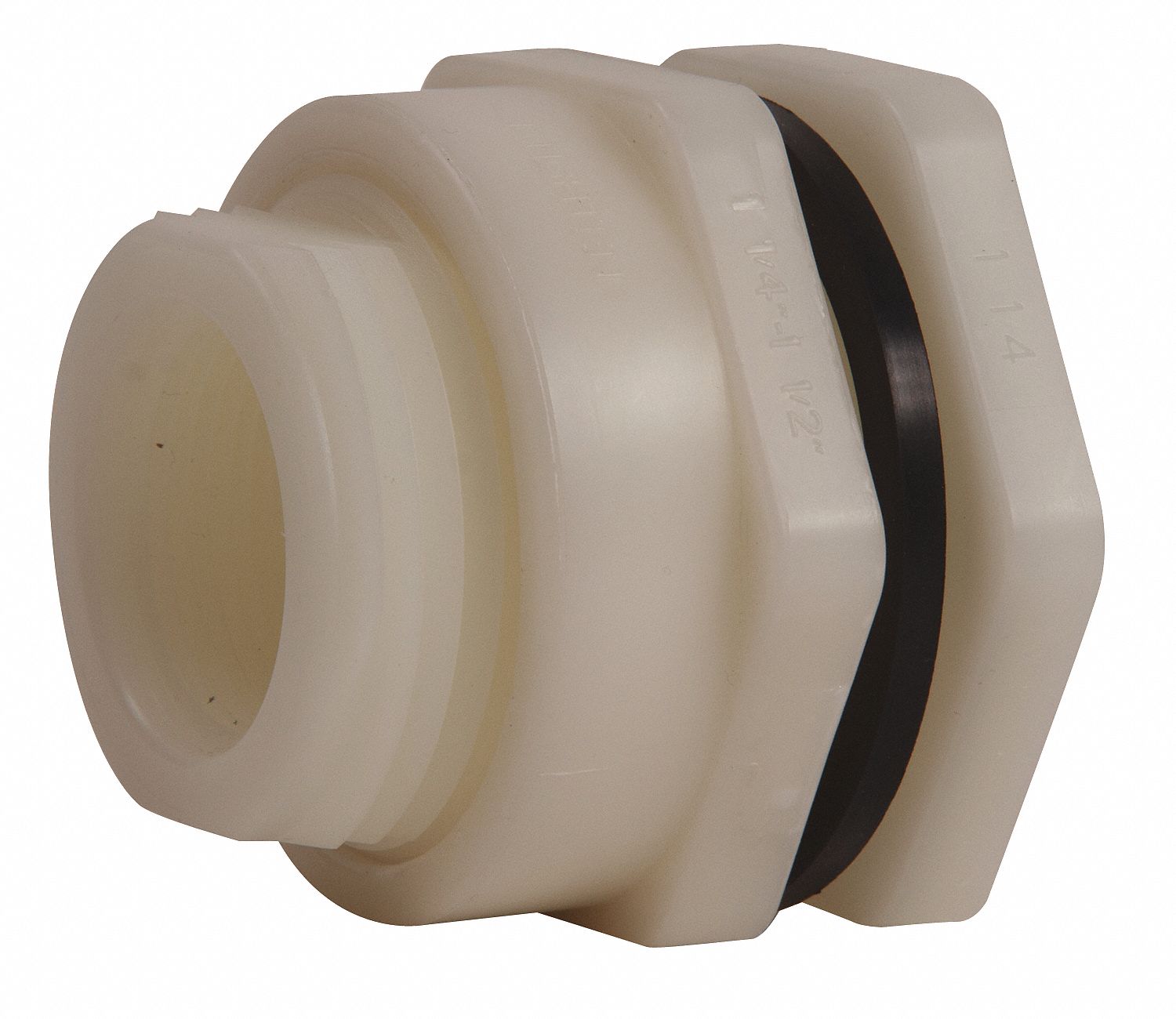 HAYWARD Polypropylene Bulkhead Tank Fitting, 1/2 in Pipe Size, FNPT x