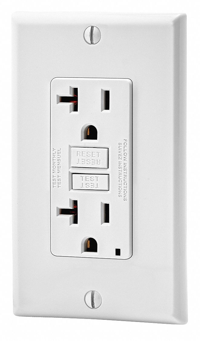 20A Commercial GFCI Receptacle, White; Tamper Resistant: No - Grainger