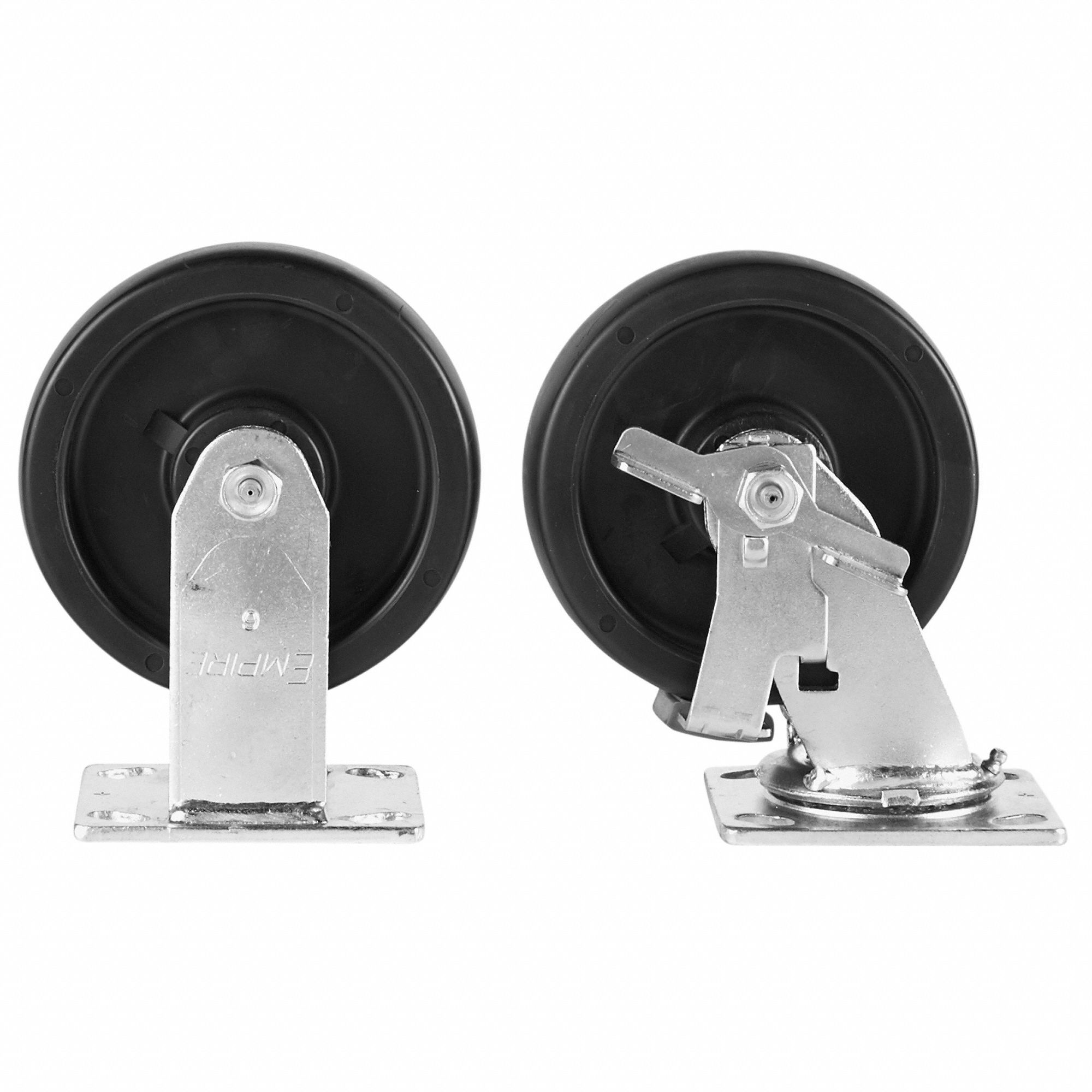 KNAACK Black, Caster Set, 6 in Caster Diameter, 2 in Caster Width