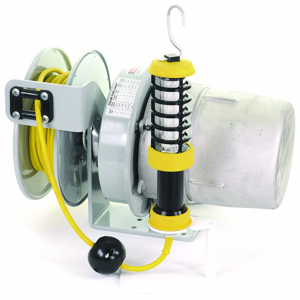 KH INDUSTRIES, 50 ft Retractable Cord Lg, 16 AWG Wire Size, Extension