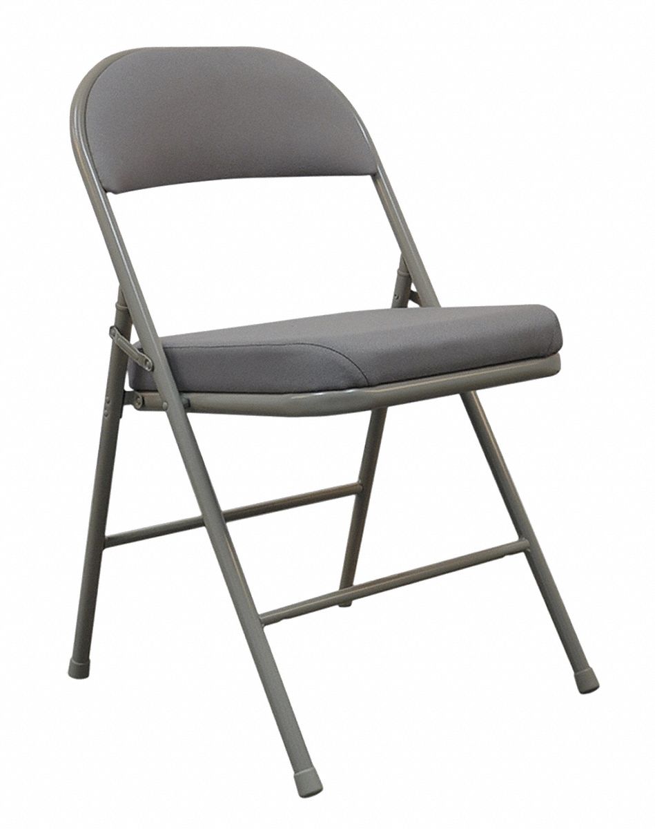 GRAINGER APPROVED Beige Steel Padded Folding Chair with Gray Seat Color, 1EA 13V42613V426
