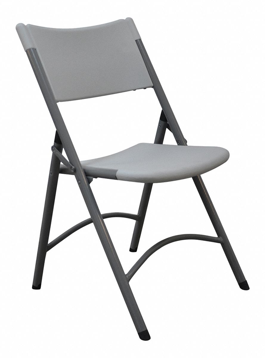 GRAINGER APPROVED Gray Steel Folding Chair with Gray Seat Color, 1EA