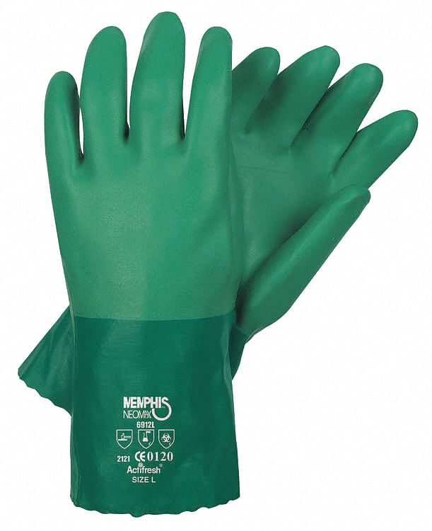 MCR SAFETY Neoprene Chemical Resistant Gloves, XL, 12" Glove Length