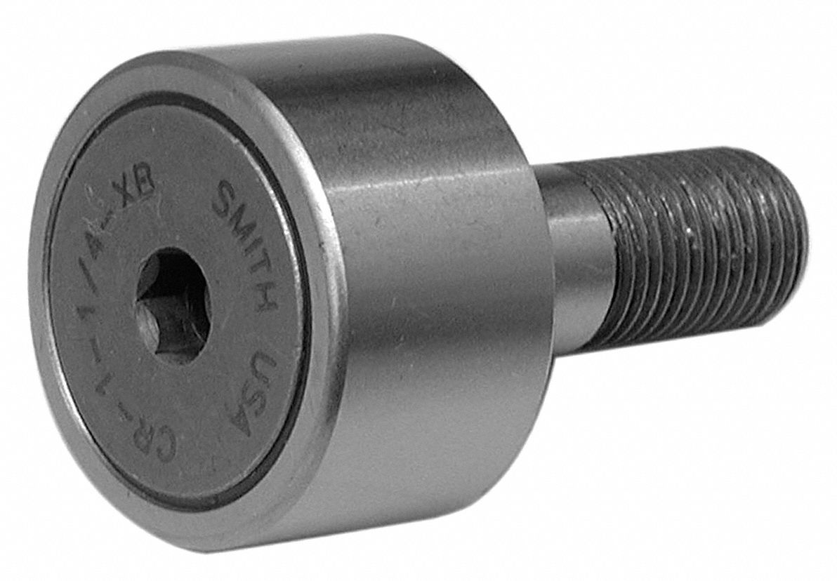 SMITH BEARING 1.625 in Roller Dia. Flat Stud Cam Follower;Hex Socket