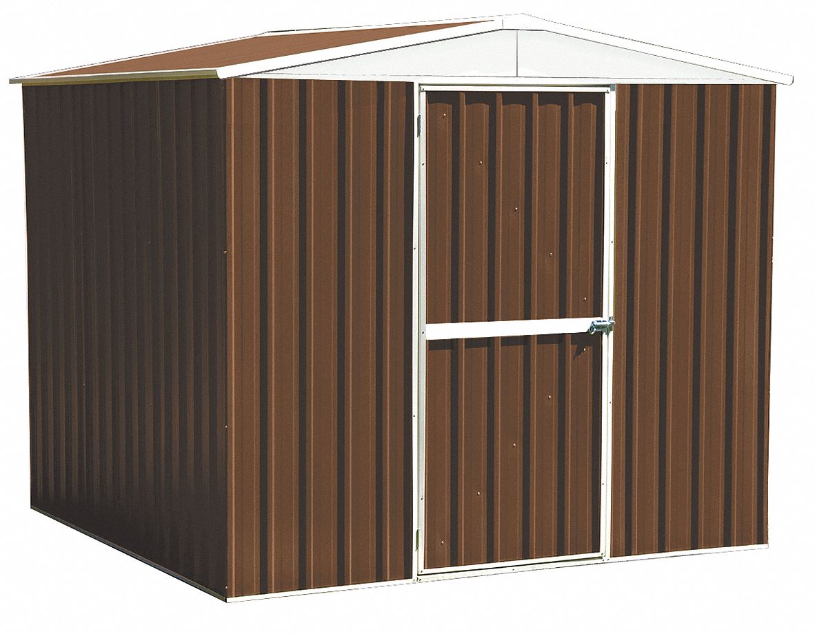 GRAINGER APPROVED Storage Shed, ARoof, 6 ft x 8 ft, Brown 13X110