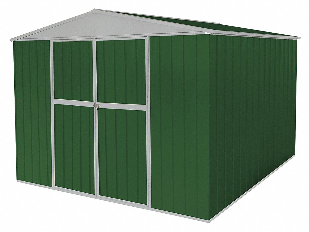 GRAINGER APPROVED Storage Shed, ARoof, 6ftx11ftx11ft, Green 13X117
