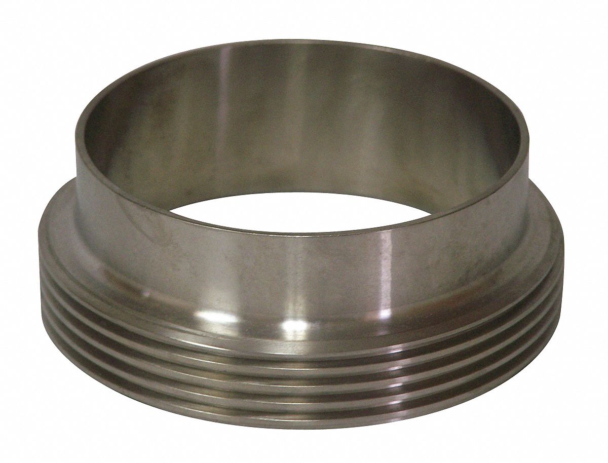 GRAINGER APPROVED T304 Stainless Steel Threaded Long Ferrule, Bevel