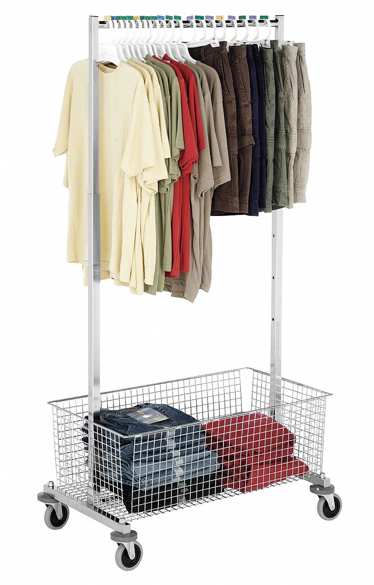 GRAINGER APPROVED Mobile Garment Rack, Adjustable, Steel 14A063CSC