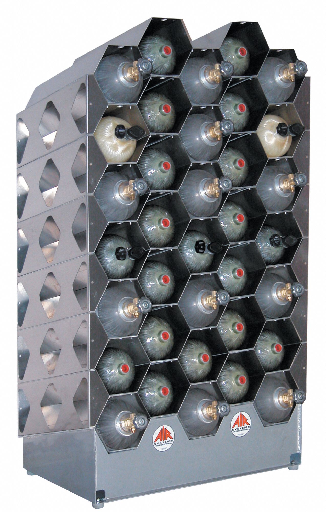 AIR SYSTEMS INTERNATIONAL SCBA Storage Rack, Silver, Aluminum 14A069