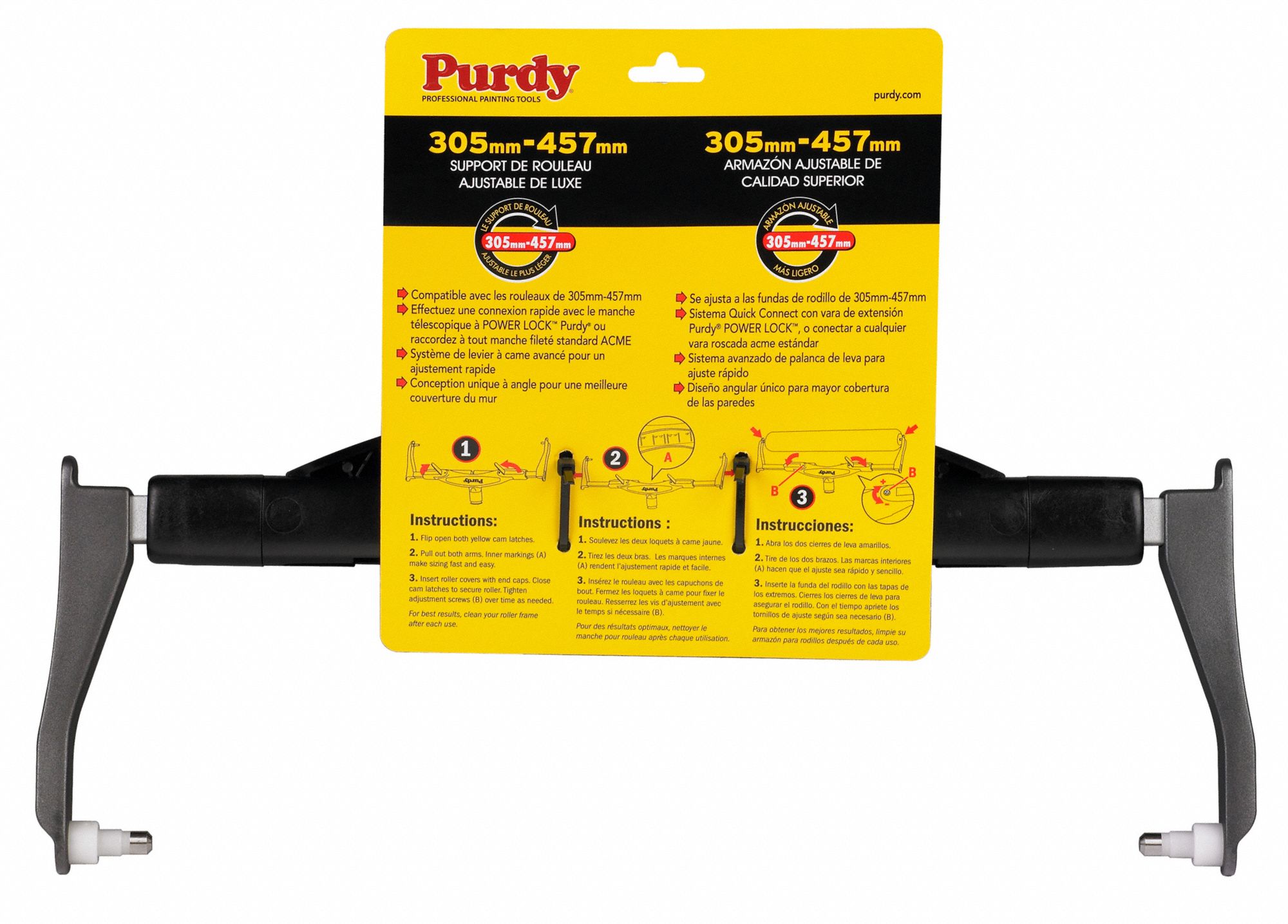 PURDY Paint Roller Frame, Adjustable 14C55014A753018 Grainger