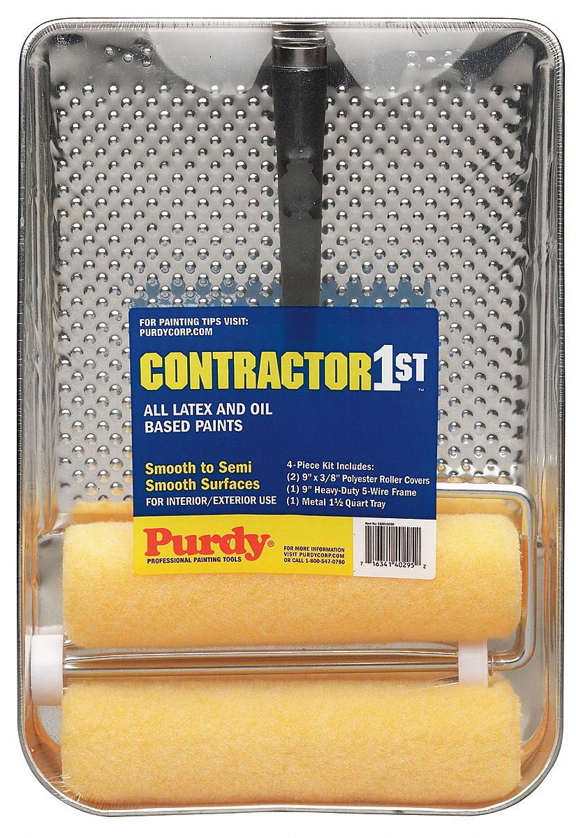 PURDY Paint Roller Kit 5 Wire Cage Roller Frame, 9 in Roller Lg, 3/8