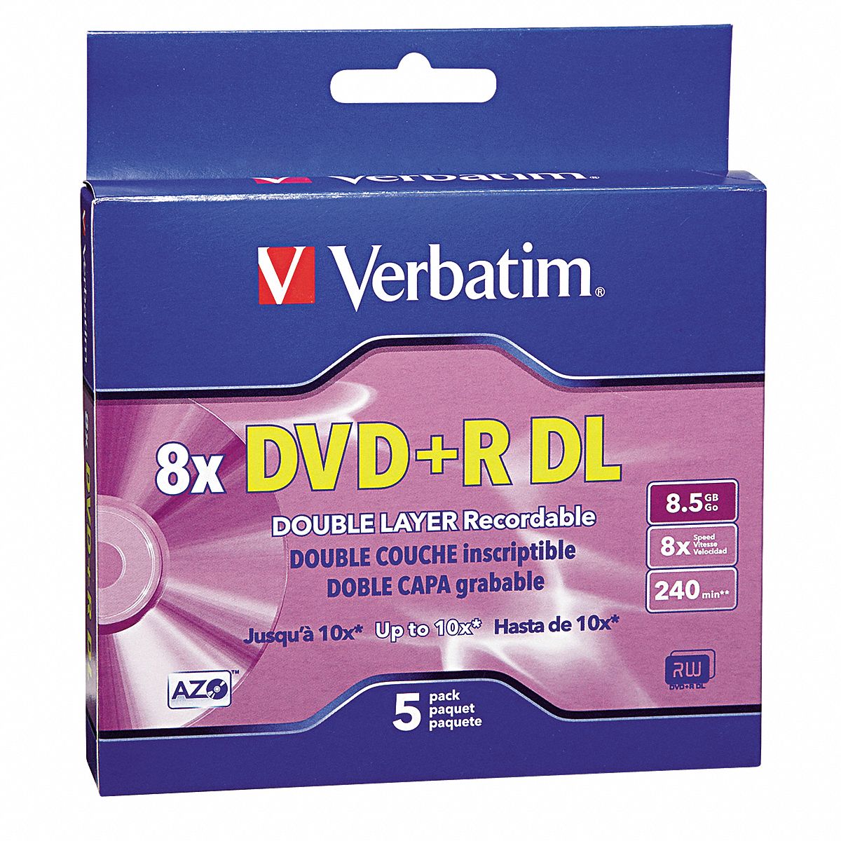 VERBATIM DVD+R Dual Layer Disc, 8.5 GB Capacity, 8x Speed 14F874