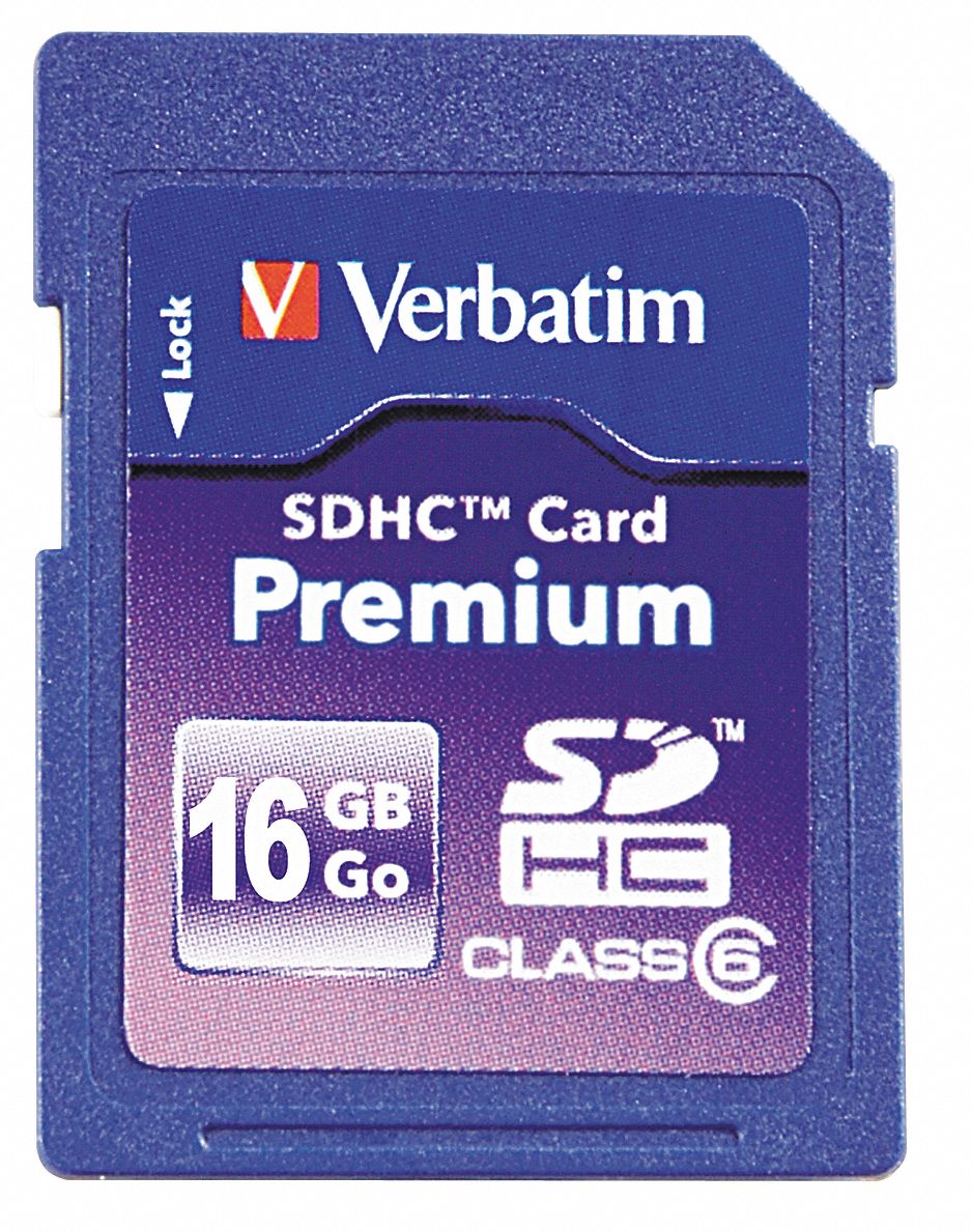 Premium SDHC Memory Card, 16 GB Grainger