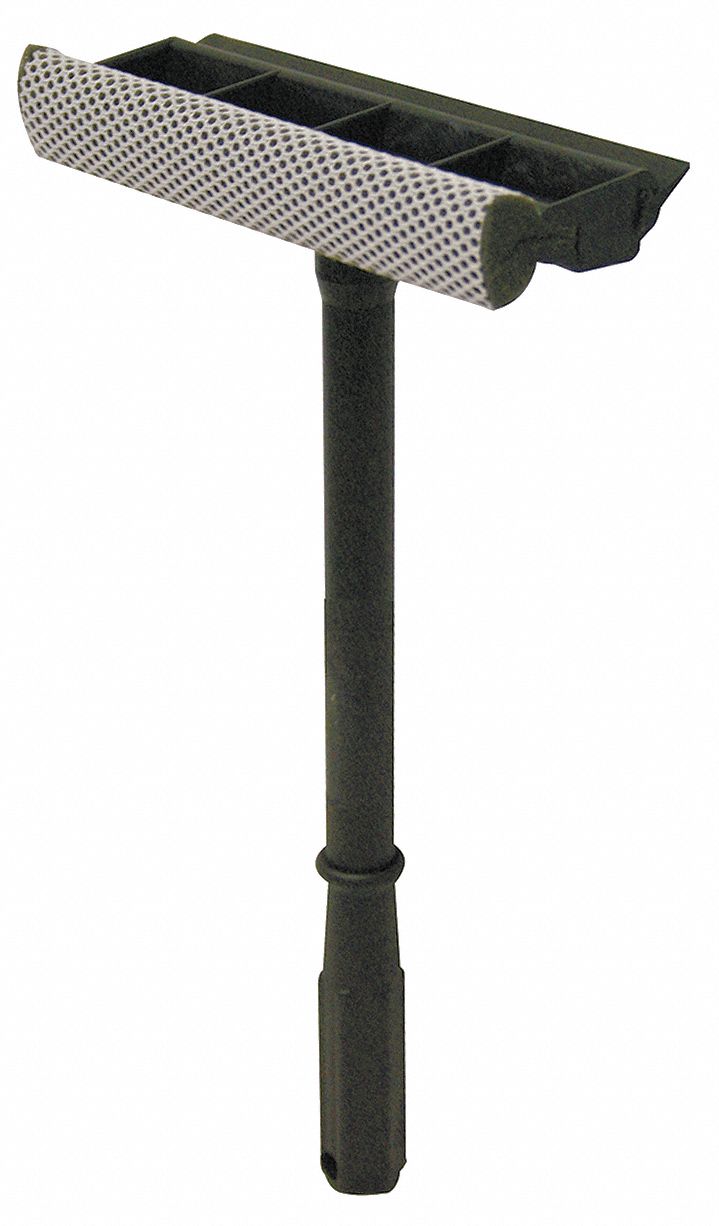 MALLORY 8"W Straight Rubber Window Squeegee With Handle, Black 14G871