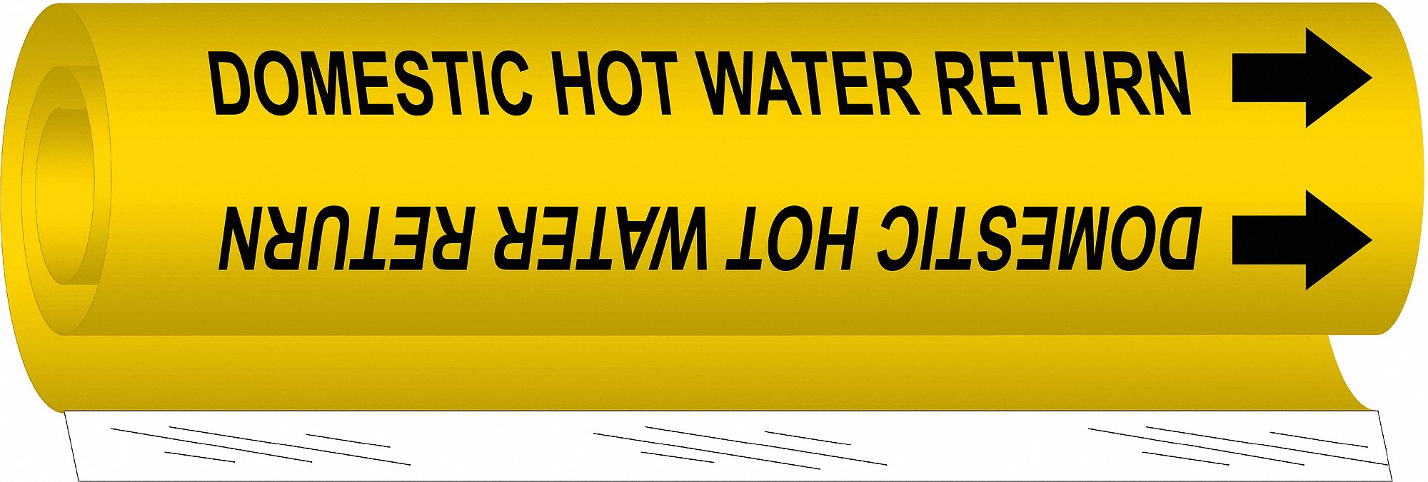 Domestic Hot Water Return, Yellow, Pipe Marker 14H8335676I Grainger