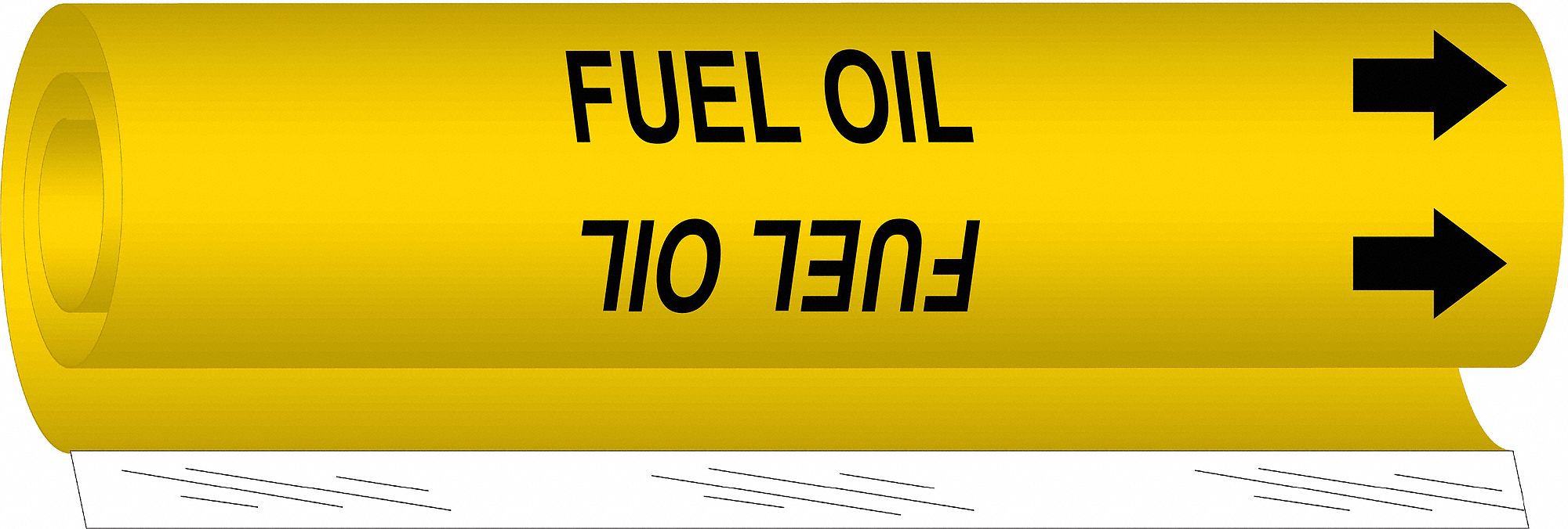 BRADY Pipe Marker Fuel Oil, Yellow, Black, Fits 2 1/2 to 7 7/8 in Pipe O.D., 1 Pipe Markers