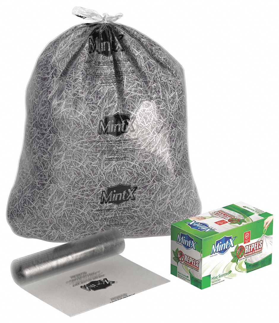 MINTX, 56 gal Capacity, 43 in Wd, RodentRepellent Trash Bag 14L023