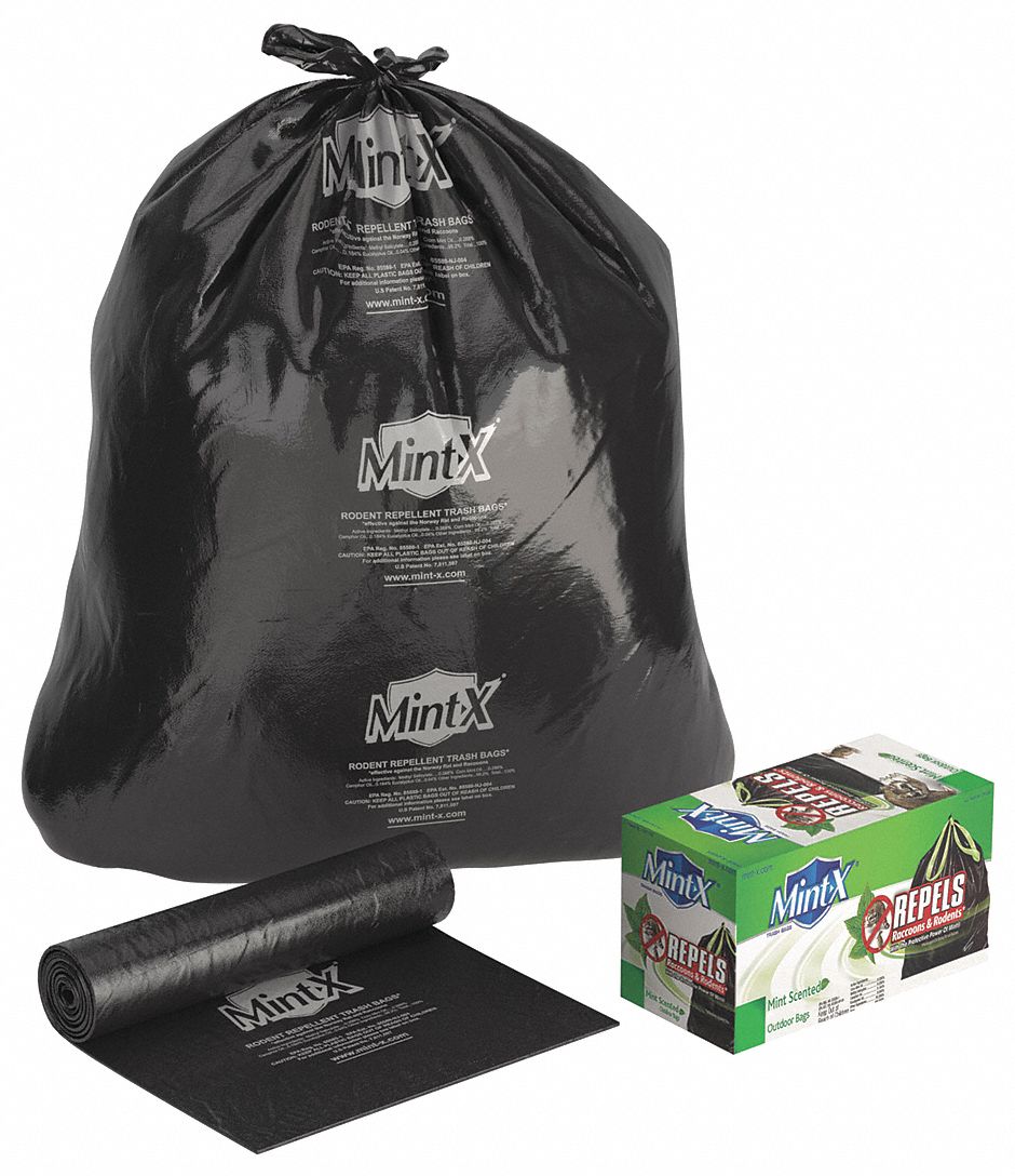 MINTX, 60 gal Capacity, 38 in Wd, RodentRepellent Trash Bag 14L026MX3860HD B22 Grainger
