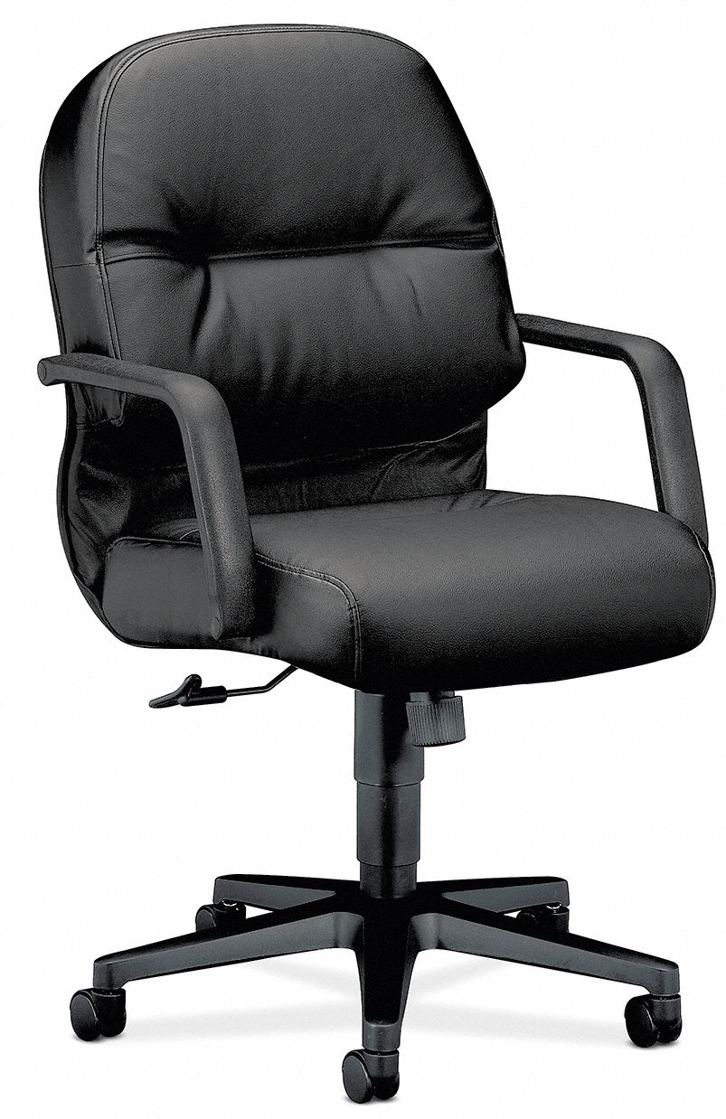 Managers Chair, Managerial Chair, Black, Leather, 17 in to 21 in