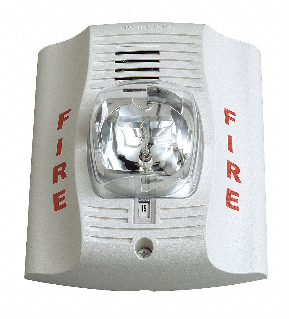 Horn Strobe,Wall,2-Wire,Std Candela,Wht - Grainger