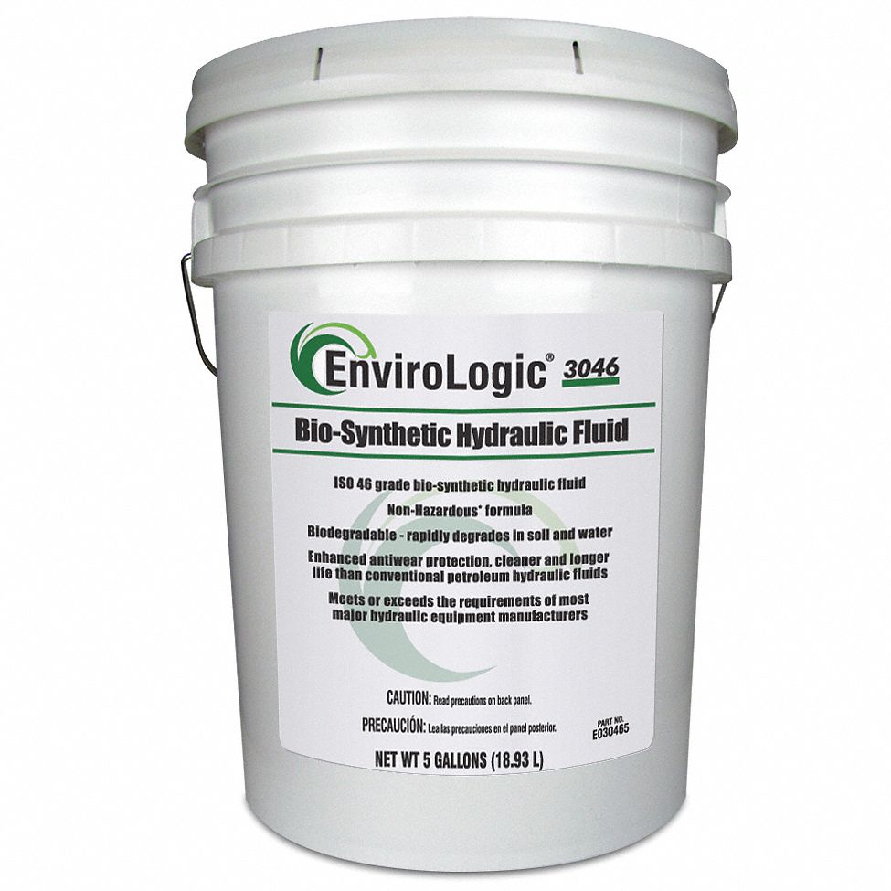 ENVIROLOGIC Hydraulic Fluid, Biobased 3046, 5 Gal. 14R896E030465