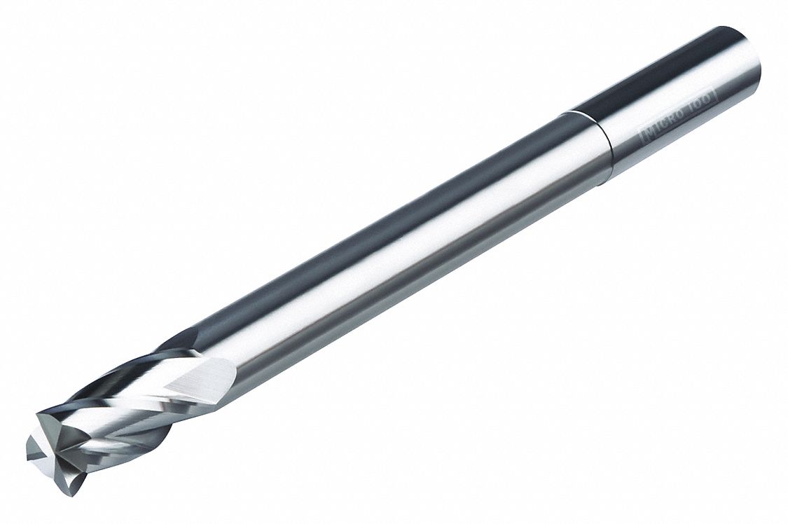 MICRO 100 Square End Mill, 5.00 mm Milling Dia., Carbide, Bright