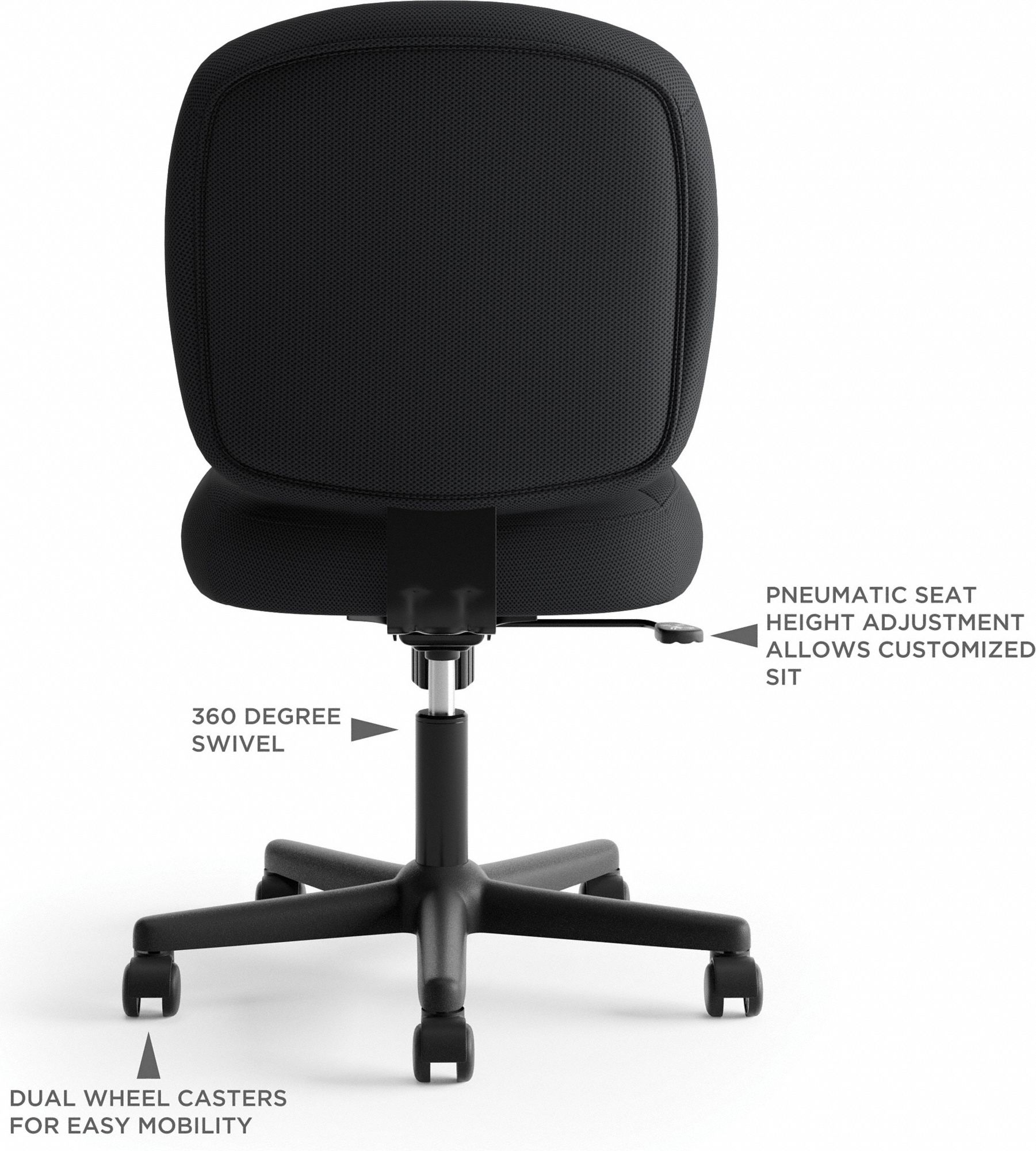 BASYX BY HON Desk Chair, Desk Chair, No Arm Arm Style 14Z804HVL210