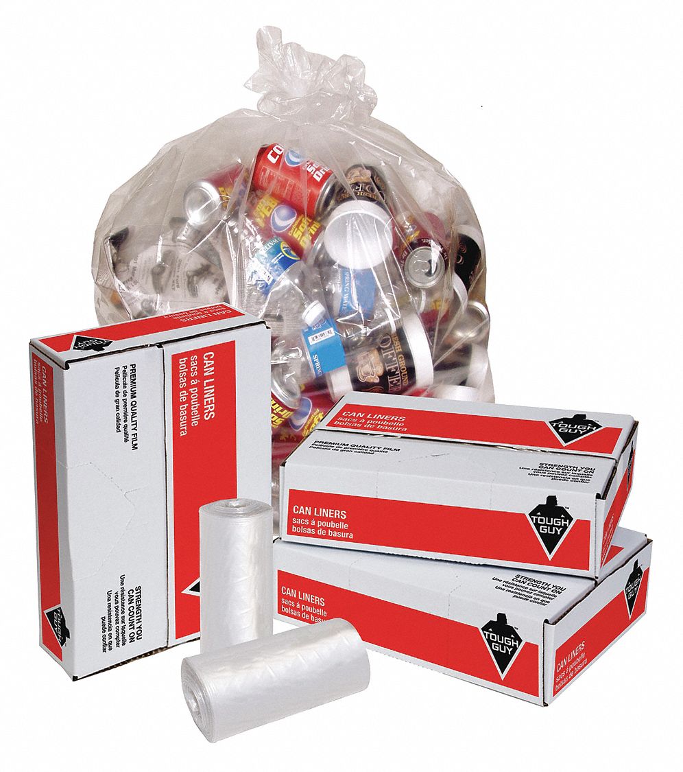 TOUGH GUY Trash Bags 56 gal Capacity, 43 in Wd, 48 in Ht, 1.2 mil