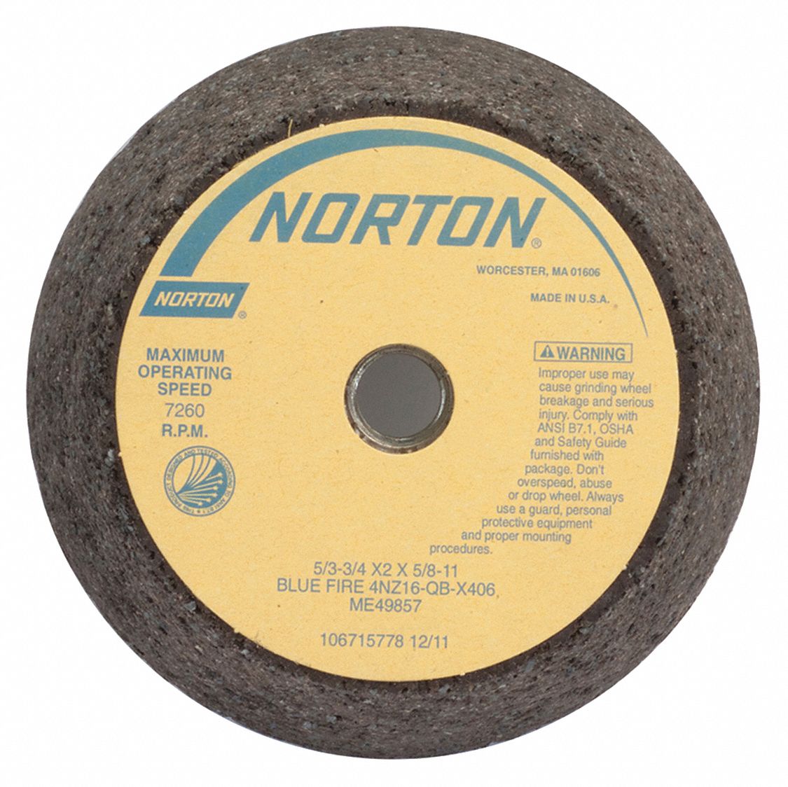 NORTON Flaring Cup Grinding Wheel 6 in Abrasive Wheel Dia, 2 in Thick