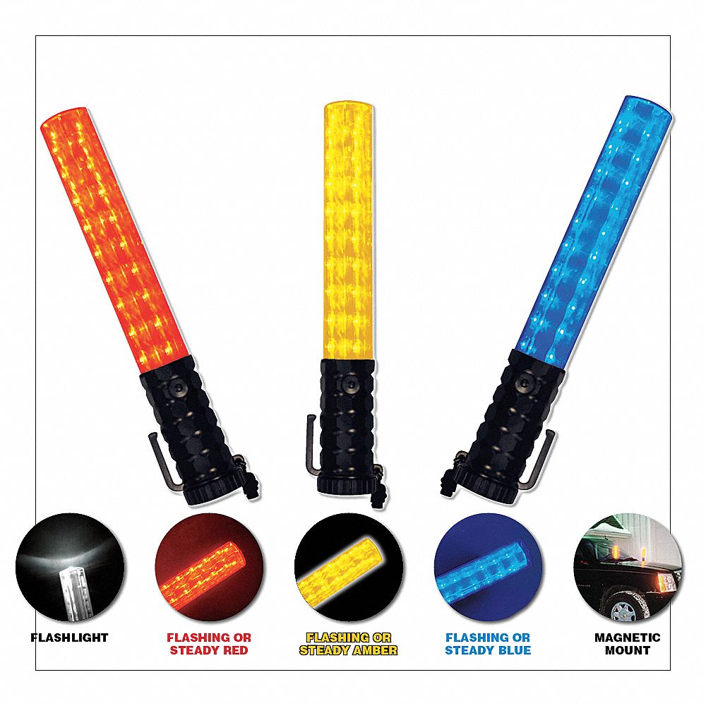 EMI, LED Traffic Baton, 90 hr Max Run Time Steady Light, LED Safety